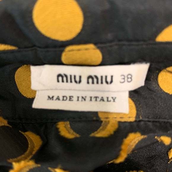 MIU MIU Black Gold Polyester Silk Polka Dot Zip Up Coat - Picture 4 of 5